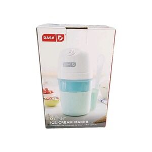 Dash My Pint Ice Cream Maker Aqua & White With Mixing Spoon Brand New